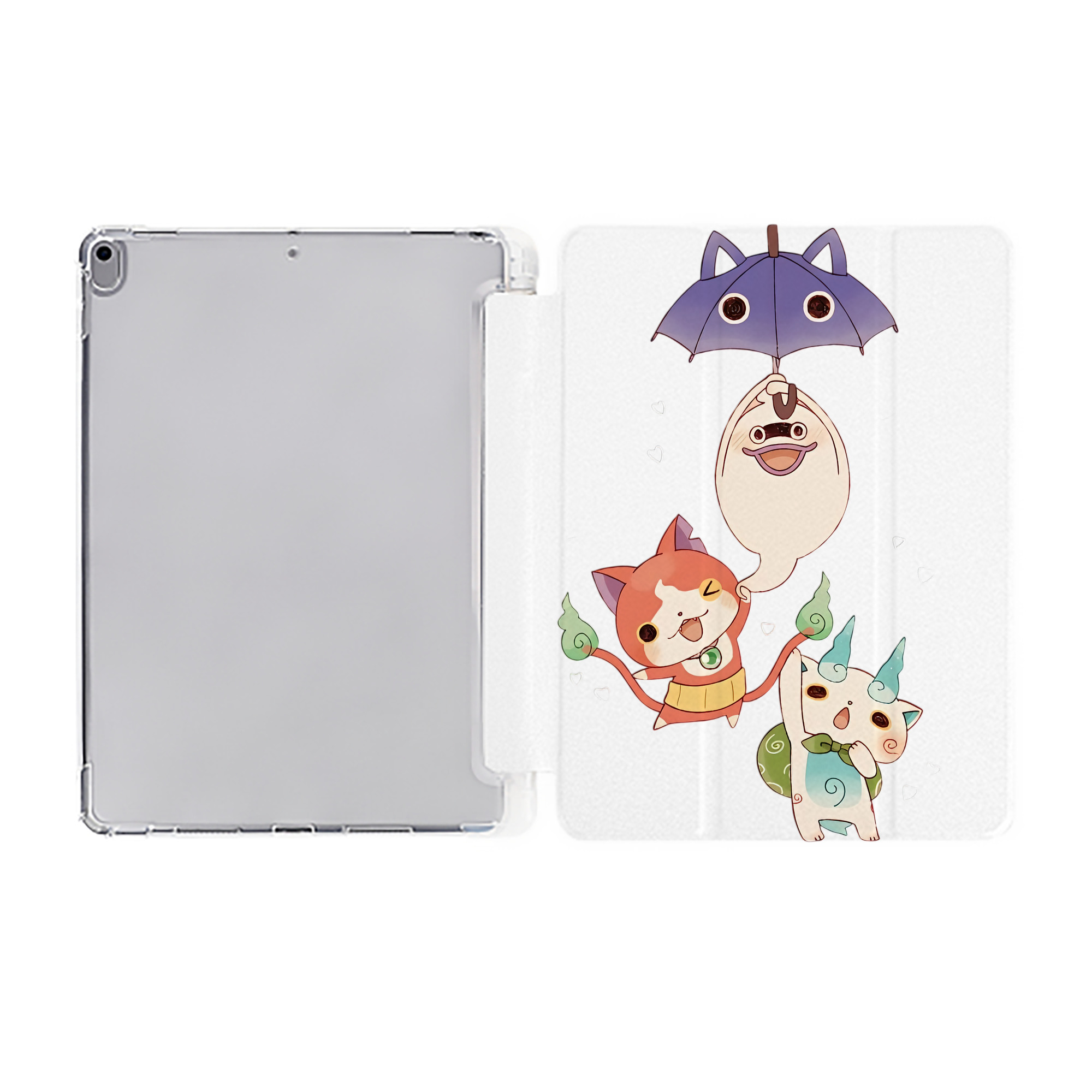 （画像用） 妖怪ウォッチ Yo-kai Watch IPad ケース ペン収納付き 三つ折りスタンド PUレザー×シリコン 対応機種9.5/10.5/10.9インチ